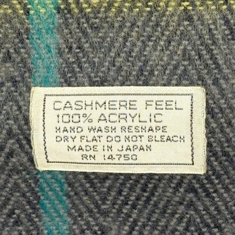 Cashmere Feel Mens Plaid Fringe Scarf 12 X 32 Acrylic Preppy Academia Classic
